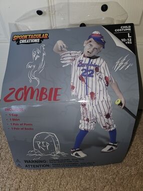 Kids' Blue Zombie Baseball Costume - Large (10-12 yrs)